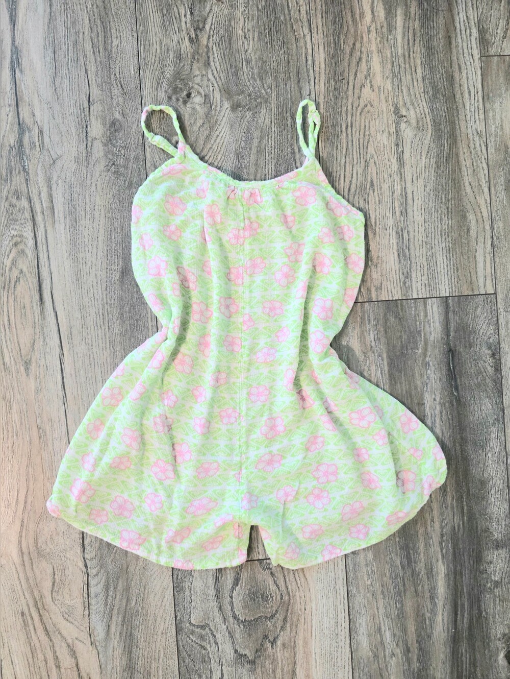 🌴Roxy Girls' Green Floral Romper - Lightweight Summer Shorts